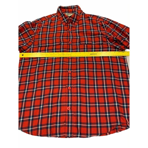 Duluth Trading‎ Co Men Red Plaid Roll Tab Long Sleeve Flannel Shirt Size Large L - Picture 10 of 10